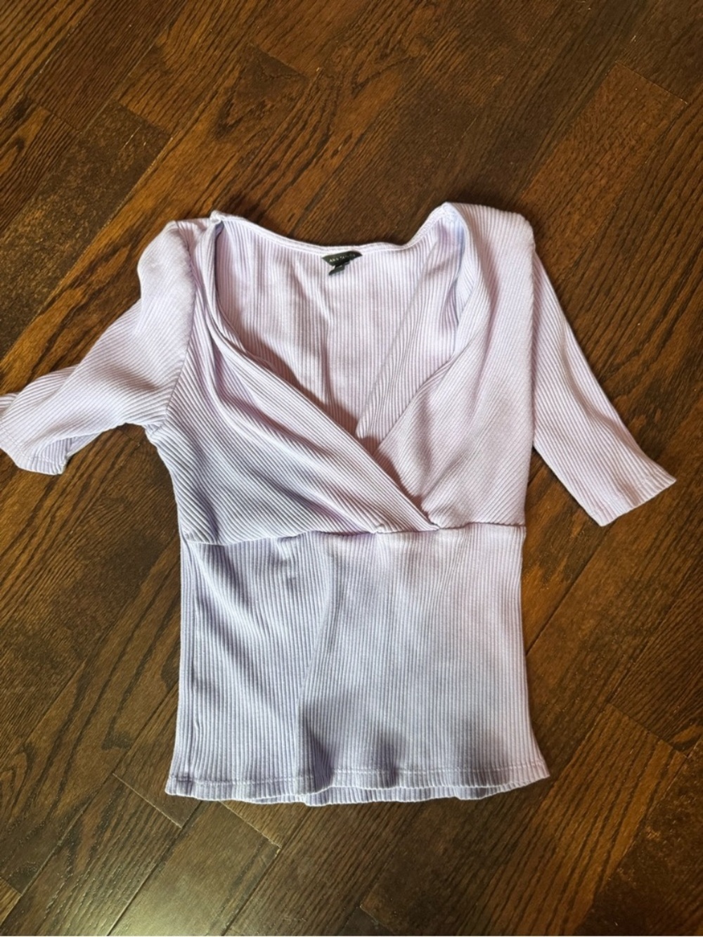 Women’s Ribbed Wrap Front Top in Light Lavender